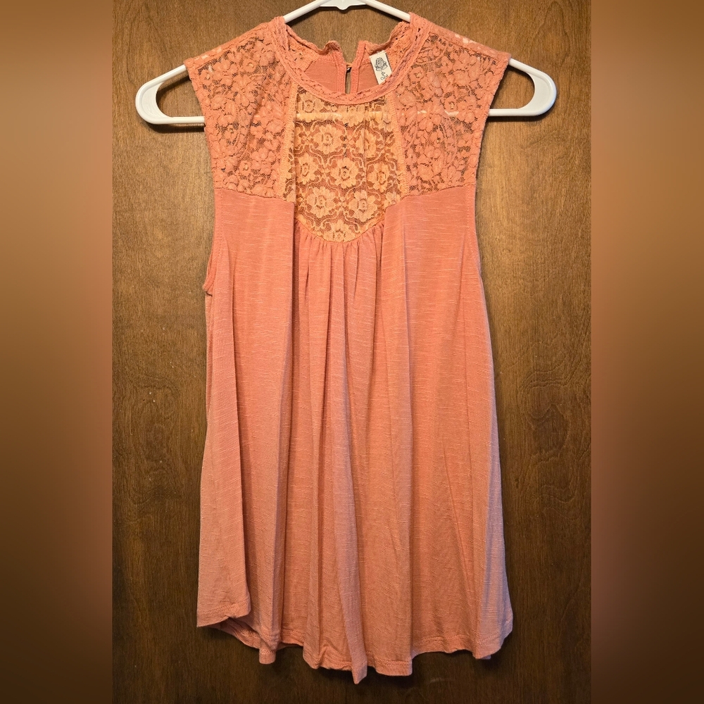 American Rag Pink Lacy Sleeveless Top, PTP=16"
